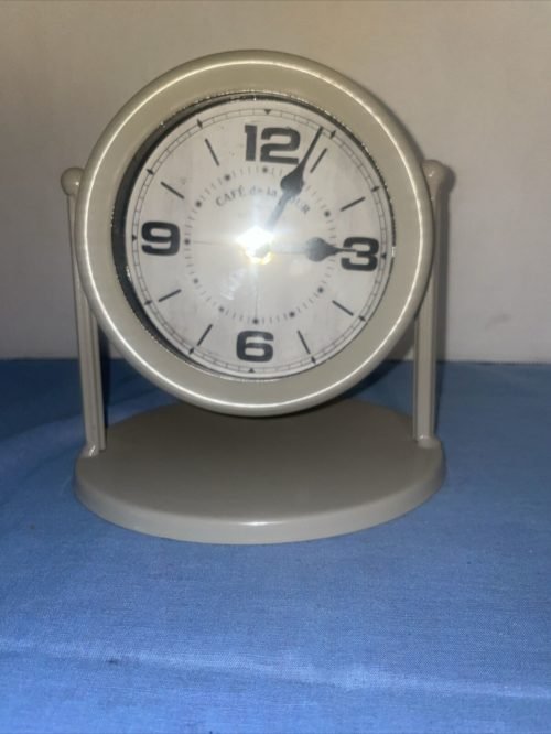 Vtg Metal CAFE de la TOUR Paris Battery Powered Clock- Keeping Time!-Estate Find