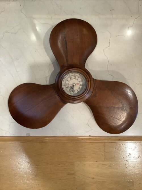 VTG Mid-Century MCM Wood BOAT PROPELLER WALL CLOCK Nautical Marine Ship Decor
