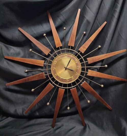 VTG Mid Century Modern 28" Starburst Sunburst Wall Clock Retro 1960's