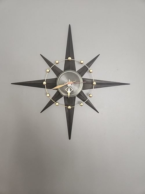 VTG Mid Century Modern Atomic Spartus 22" Starburst Sunburst Wall Clock 1960's