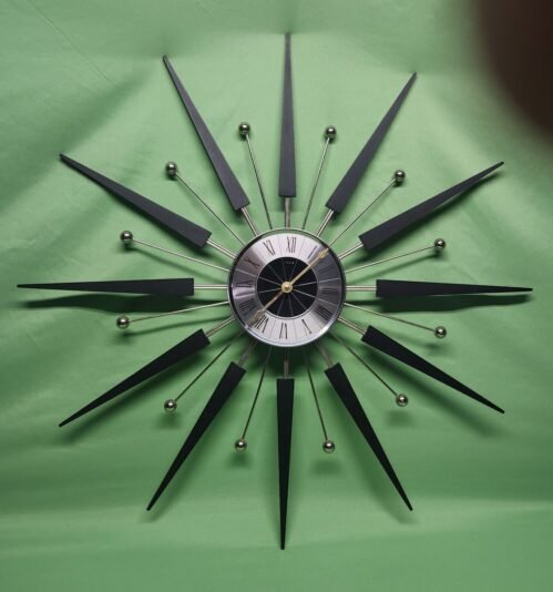 VTG Mid Century Modern Elgin 30.5" Starburst Sunburst Wall Clock Retro 1960's