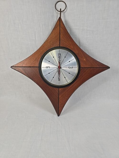Vtg Mid Century Modern Wall Clock Elgin Diamond Shape MCM Atomic TESTED Vintage