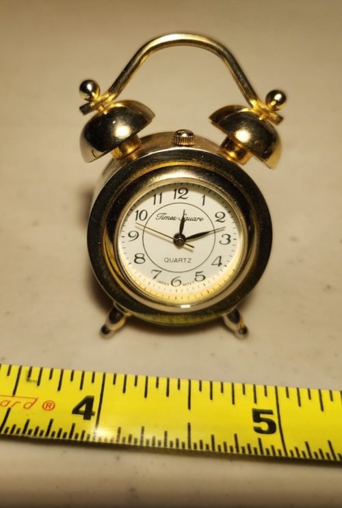 VTG Mini Solid Brass Mantle Clock Tabletop TIME SQUARE Japan Movement WORKS