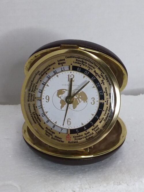 Vtg Nice Westclox Round World Travel Folding Alarm Clock, Japan, Working