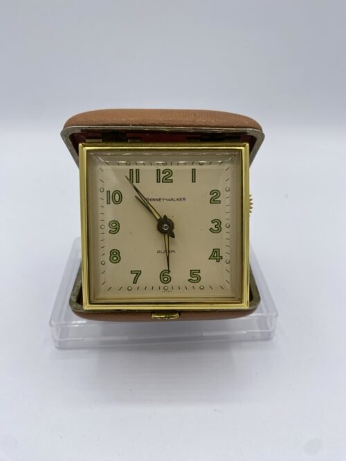 VTG Phinney Walker Fold Up Wind Up Brown Travel Alarm Clock made in Japan Works