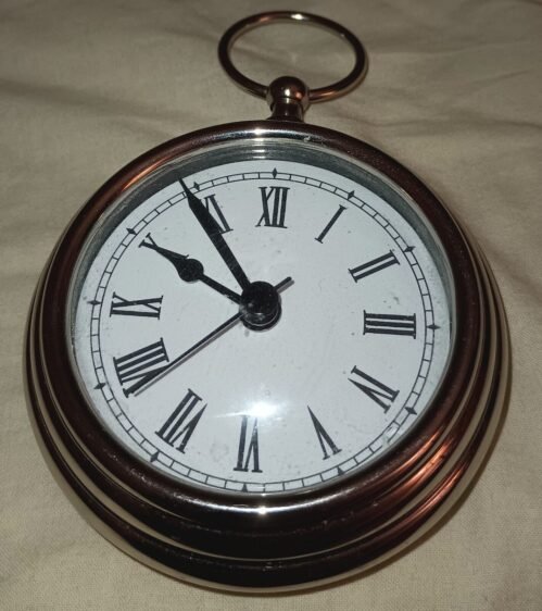Vtg Pocket Watch Desk Clock and Stand Table Paperweight Works Properly Battery