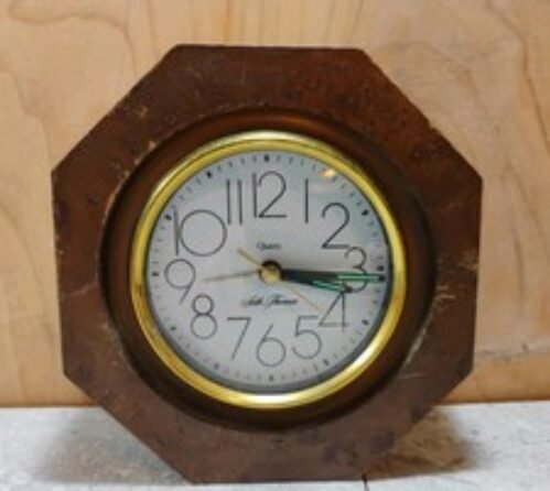 Vtg Quartz Seth Thomas Mantel Clock Octagon Dark Wood Battery Operated-Works