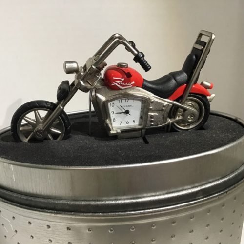 VTG RED FOSSIL MINIATURE LIMITED EDITION Chopper MOTORCYCLE DESK/DISPLAY CLOCK