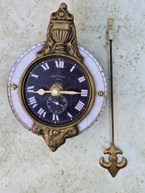 Vtg Rene Jacques Paris Timeworks Crested Brass Pendulum Wall Clock - Not Tested