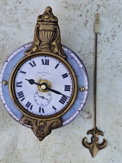 Vtg Rene Jacques Paris Timeworks Crested Brass Pendulum Wall Clock - Not Tested