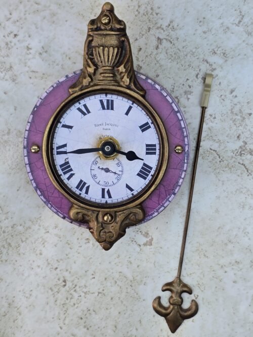 Vtg Rene Jacques Paris Timeworks Crested Brass Pendulum Wall Clock - Not Tested