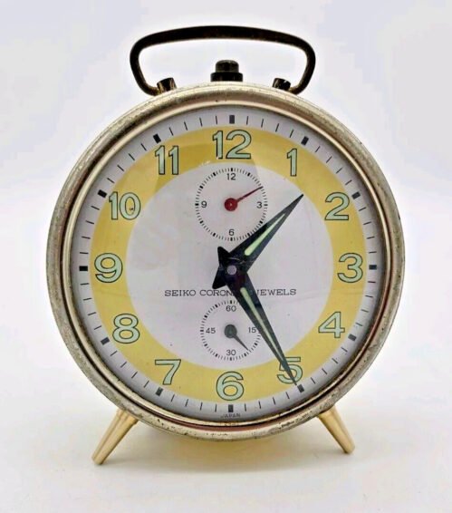 VTG Seiko Corona 2 Jewel Spring Wind Up Alarm Clock JAPAN MADE Steampunk Works