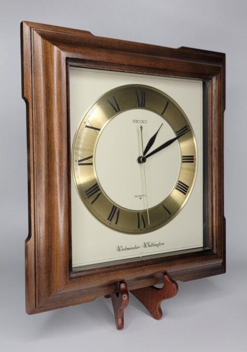 VTG Seiko Westminster Whittington Chimes Quartz Wooden Wall Clock Japan Works