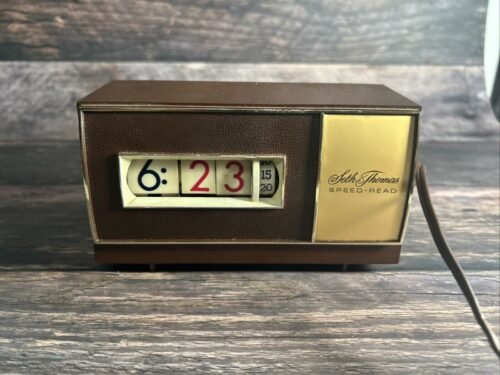 VTG SETH THOMAS SPEED-READ FLIP ROLLING DIGITAL MCM DESK CLOCK MODEL EO39 WORKS