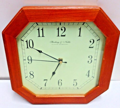 Vtg Sterling & Noble Wood Octagon Frame Wall Clock