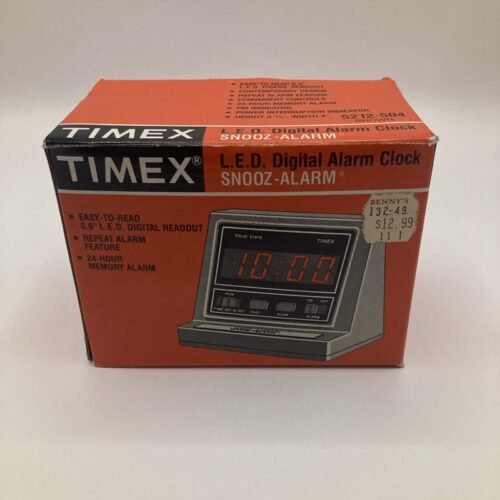 VTG Timex LED Digital Alarm Clock 5212-5 BROWN NEW IN BOX w 1981 Receipt TESTED