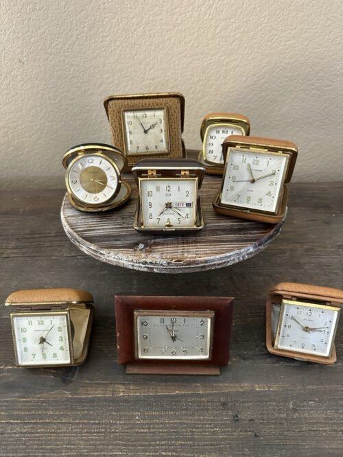 VTG Travel Alarm Clocks Lot 8 Elgin Seth Thomas Europa Phinney-Walker Germany