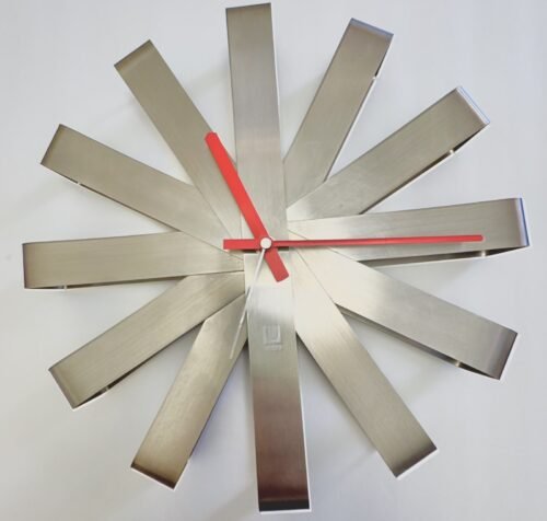 Vtg Umbra Ribbon Wall Clock 2000s Modernist Michelle Ivankovic Stainless Steel