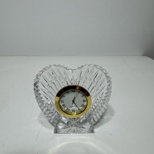 Vtg Waterford Crystal Ireland Heart Shaped Clock Desk Table New Battery