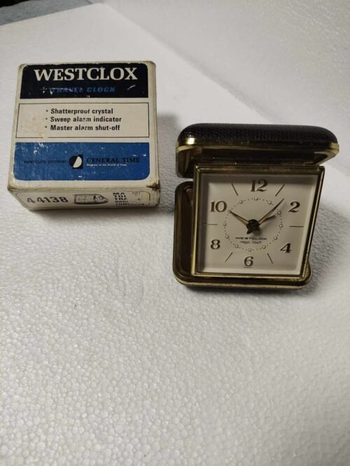 Vtg. Westclox 44138 Magic Touch Folding Travel Alarm Clock w/ Original Box Works