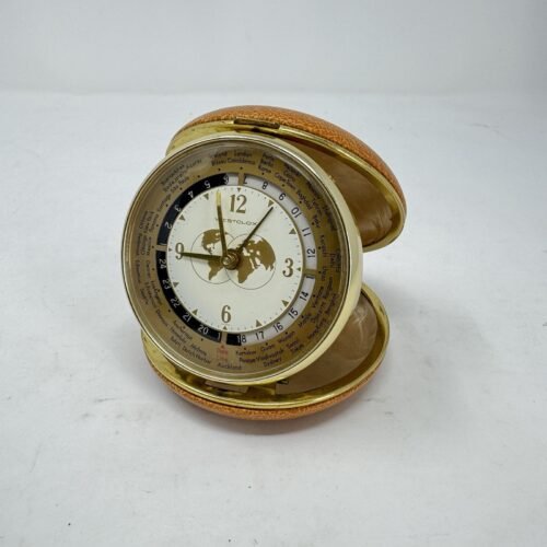 Vtg Westclox Round World Travel Folding Alarm Clock Japan Working EUC