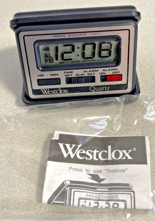 Vtg. Westclox Travelette LCD Digital Alarm Clock Battery Folding New Open Pkg