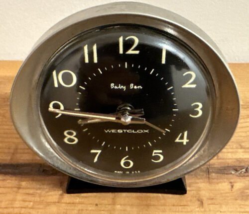 VTG WORKING Westclox Baby Ben Alarm Clock 58056 White Black Silver β Loud/Soft