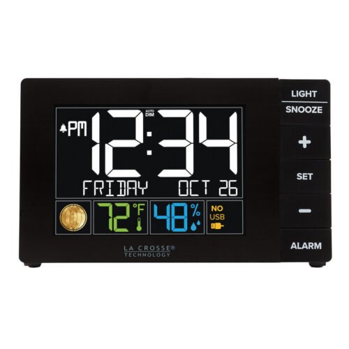 W88723 La Crosse Technology Multi-Color Alarm Clock with USB Charging Port