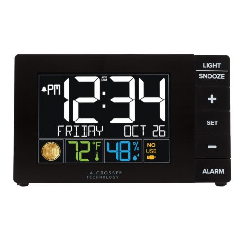 W88723 La Crosse Technology Multi-Color Alarm Clock with USB Charging Port