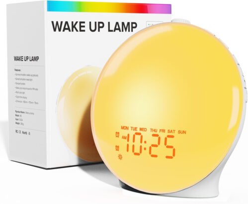 Wake up Light Sunrise Alarm Clock for Bedroom with 5W Stereo Bluetooth Speaker