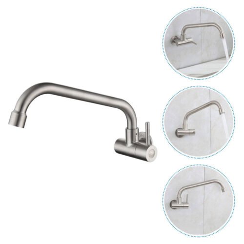 Wall-Mounted Faucet Swivel Kitchen Brushed Nickel Sink Faucets Sprayer