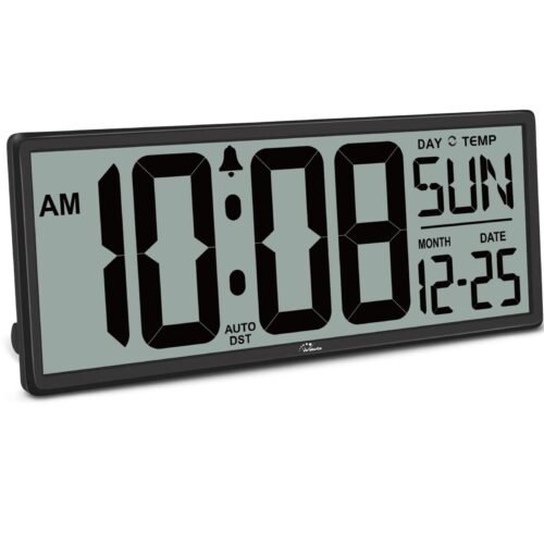 WallarGe 14.5'' Large Digital Wall Clock Battery Operated with Jumbo Numbers,...