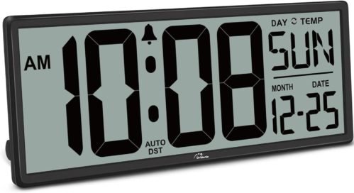 WallarGe 14.5'' Large Digital Wall Clock Battery Operated with Jumbo Numbers,...