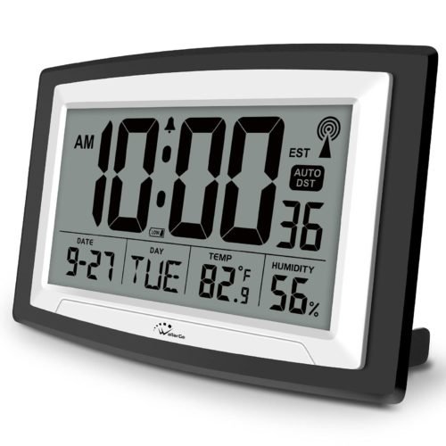 WallarGe Atomic Clock with Indoor Temperature and Humidity, 12.5 Inch Self-Se...