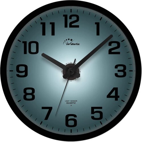 Wallarge Night Light Wall Clock for Bedroom - Silent Lighted up Wall Clock Glow