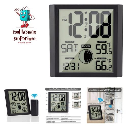 Wall Clock- Atomic Clock with Indoor Outdoor Temperature Digital Wall Clock L...