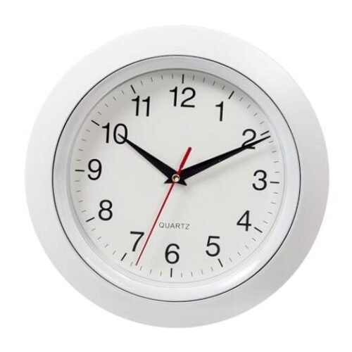 Wall Clock, 10 Inch, Reno Modern Classic Wall Clocks Battery 10" White