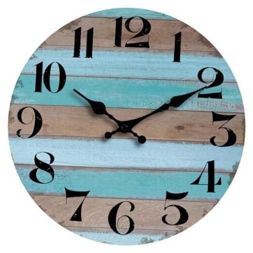 Wall Clock 10 Inch Rustic Wooden Wall Clocks Farmhouse Countryside Turquoise