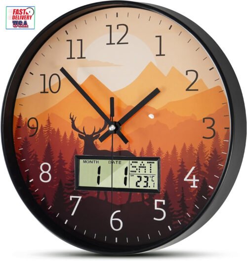 Wall Clock, 12 Inch Dial Non-Ticking Silent Wall Clocks Battery Operated Analog