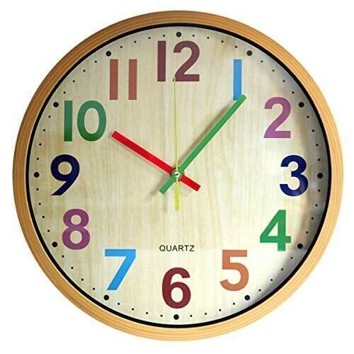 Wall Clock 12 Inch Easy to Read Silent NonTicking Colorful Battery Operated