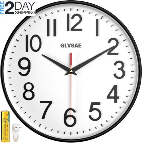 Wall Clock 12 Inches Non-Ticking Wall Clocks Battery Operated Large Easy to Read