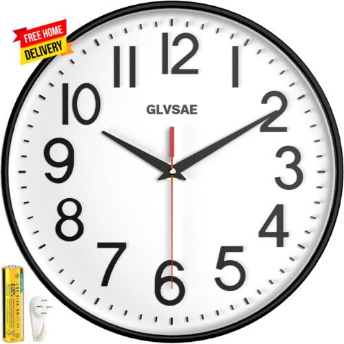 Wall Clock 12 Inches Non-Ticking Wall Clocks Battery Operated Large Easy to Read