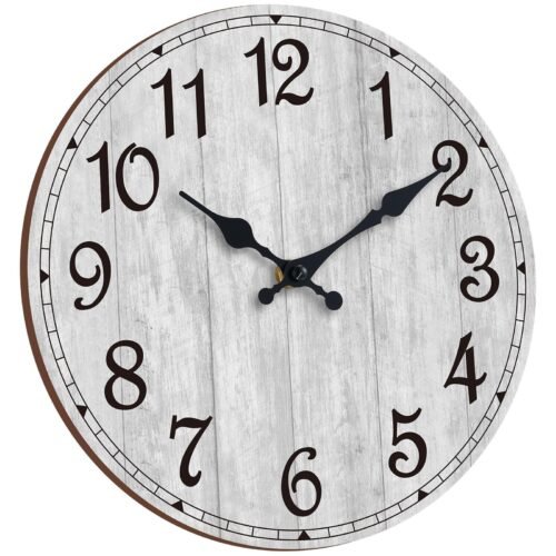 Wall Clock 12 Inch, Grey Wall Clocks Battery Operated Silent Non Ticking, Vin...