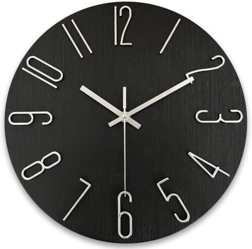 Wall Clock 12 Inch Silent Non-Ticking Modern Clocks Battery Operated - Analog Sm