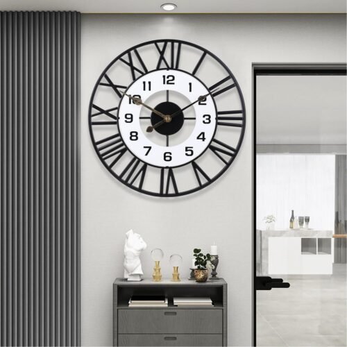 Wall Clock16inch Metal Decorative Wall ClocksSilent Non-Ticking Quality Quart...