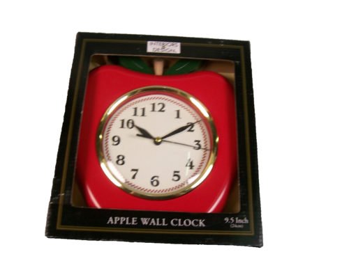 Wall Clock 3D Apple Home Kitchen Decorative Novelty Design Analog Display NEW