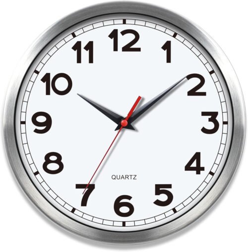 ® Wall Clock – 8 Inch Metal Decorative Modern Analog Clock, Silent Non-Ticking B