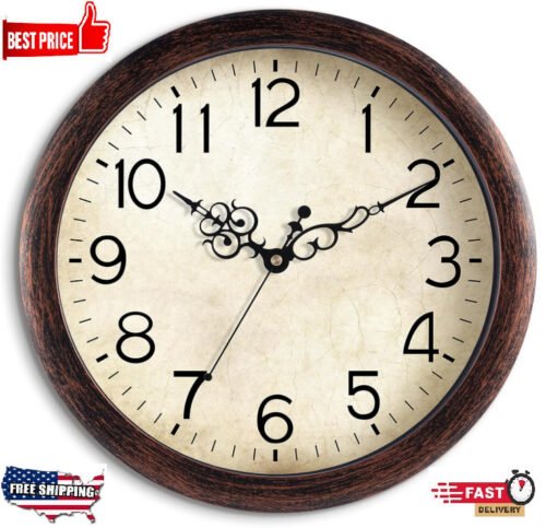 Wall Clock, 8 Inch Retro Rustic Style Decorative Vintage Wall Clock, Silent,