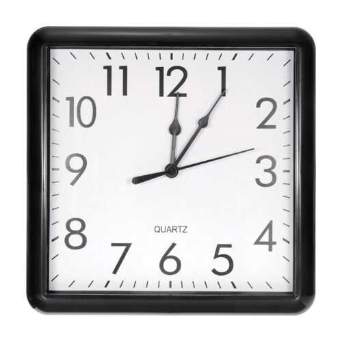 Wall Clock 9" x 9" Quartz Battery Operated Silent Square Wall Clocks Black
