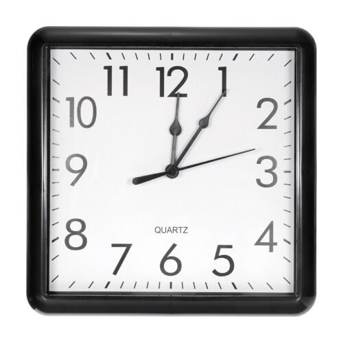 Wall Clock 9" x 9" Quartz Battery Operated Silent Square Wall Clocks Black